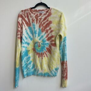 Fate 100% Cotton Tie Dye Knit Sweater with Distressed Edges - Medium